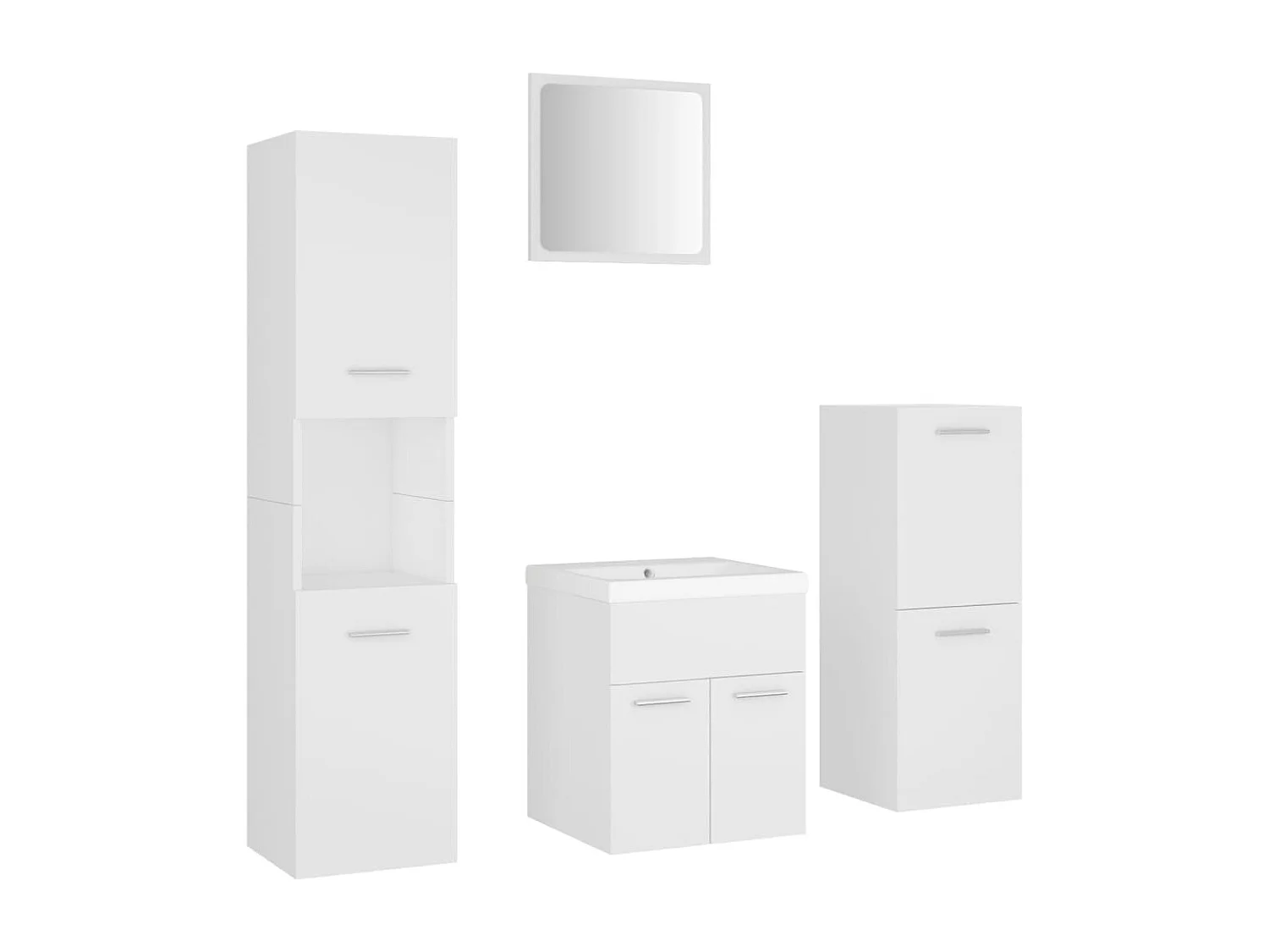 Set Mobili da Bagno Bianco in Legno Multistrato