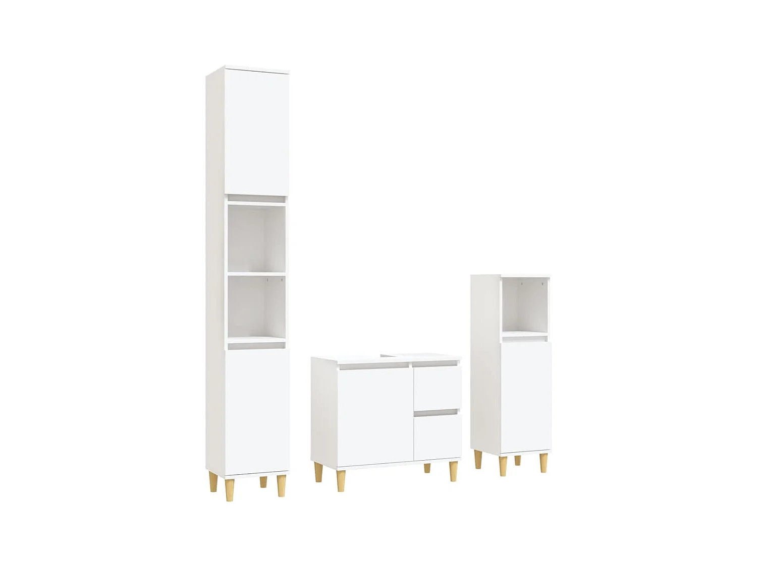 Ensemble d'armoires salle de bain 3 pcs blanc bois d'ingénierie