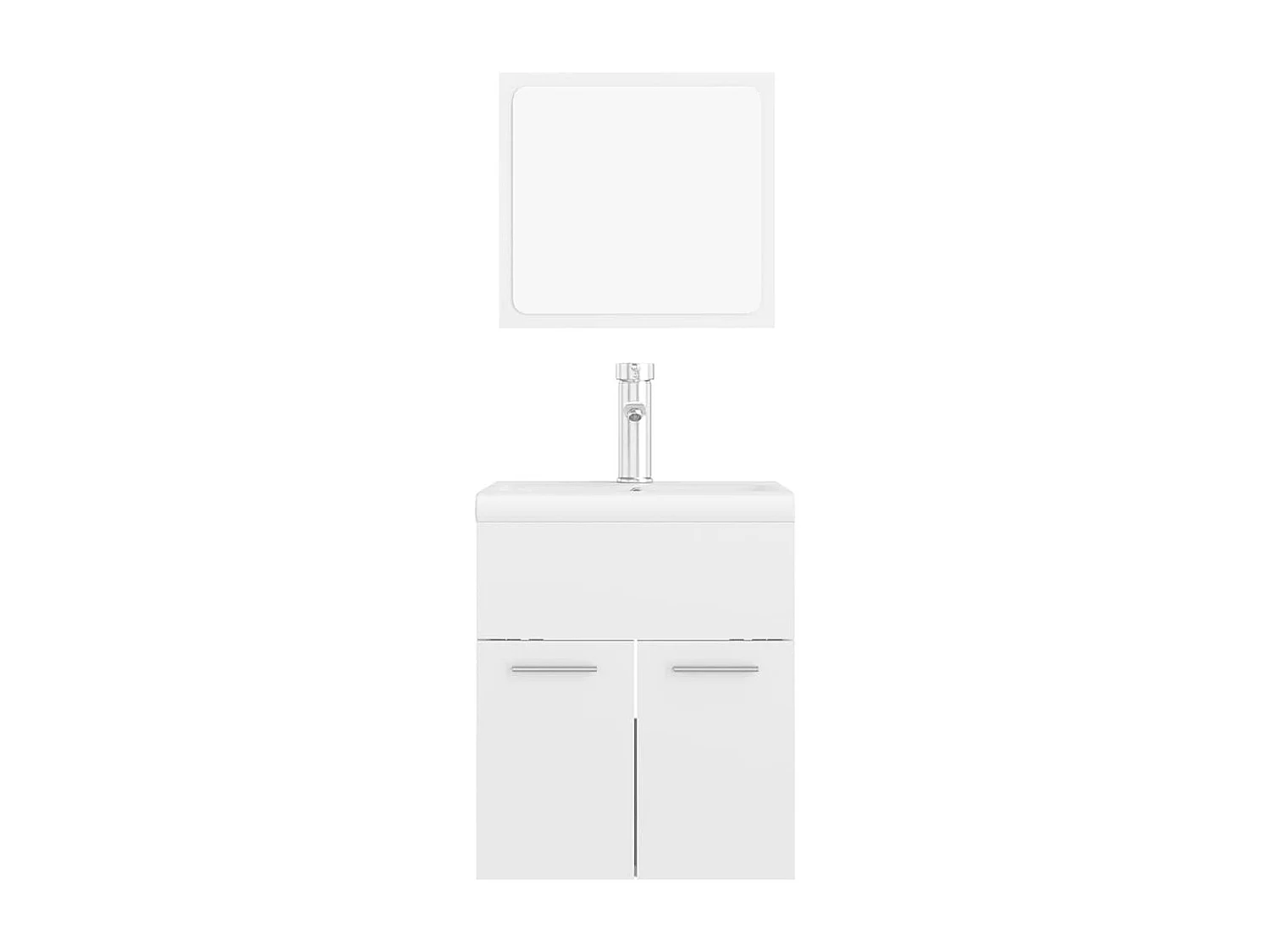 Set Mobili da Bagno Bianco Lucido in Legno Multistrato