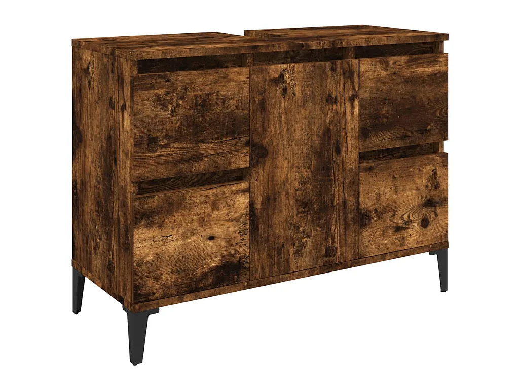 Ensemble de meubles de salle de bain 3 pcs Chêne fumé