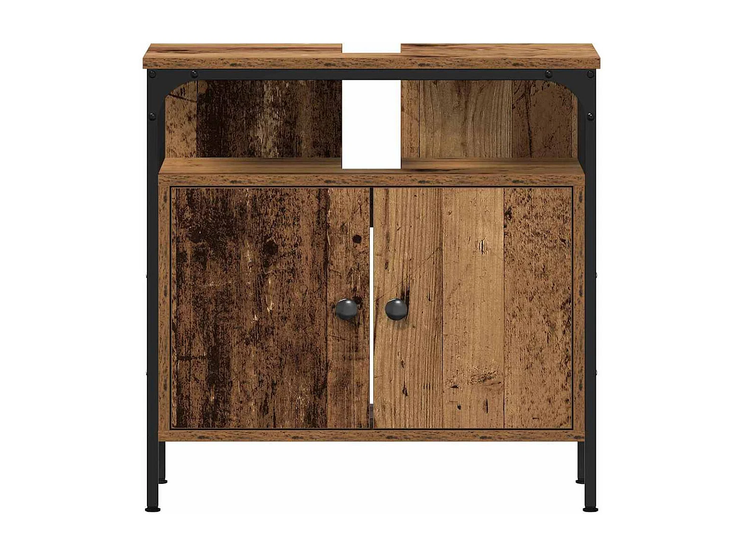 Ensemble de mobilier de salle de bain avec étagère 2 pcs Marron