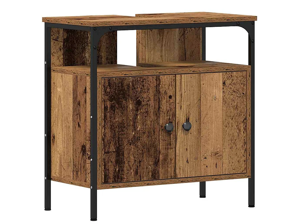 Ensemble de mobilier de salle de bain avec étagère 2 pcs Marron