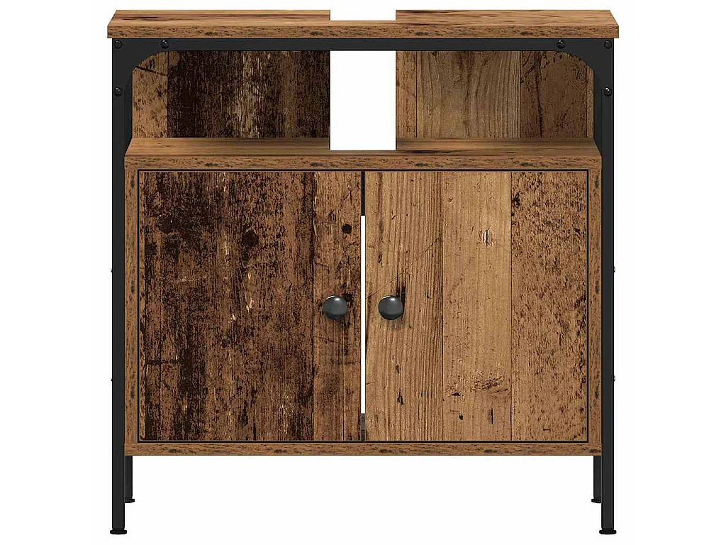 Ensemble de mobilier de salle de bain avec étagère 2 pcs Marron