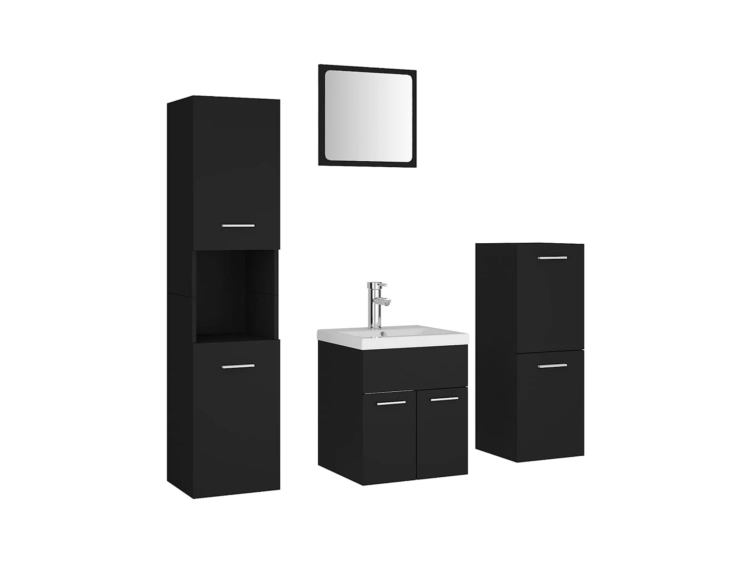 Ensemble de meubles de salle de bain Noir Aggloméré