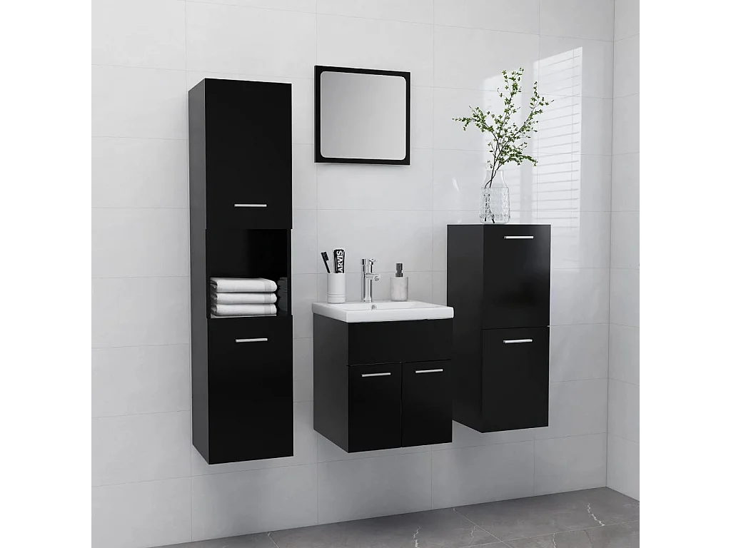 Conjunto de móveis de casa de banho contraplacado preto