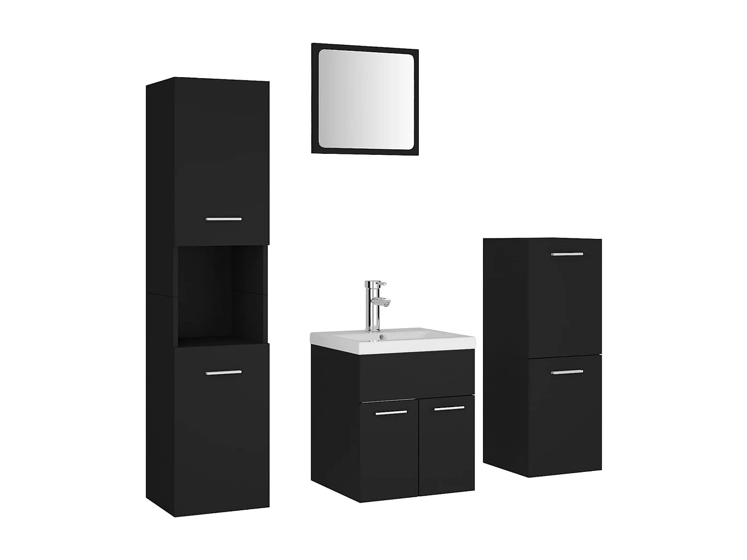 Conjunto de móveis de casa de banho contraplacado preto