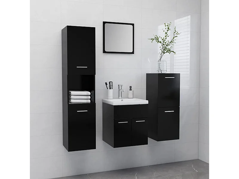 Conjunto de móveis de casa de banho contraplacado preto