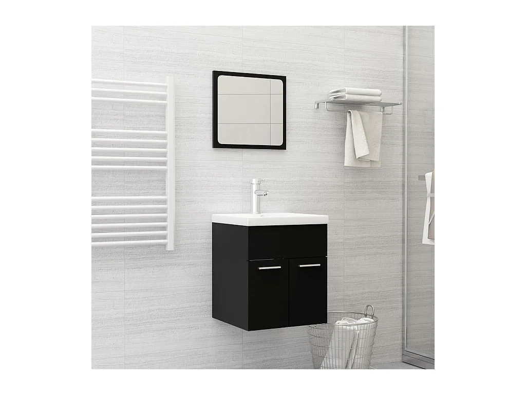 Ensemble de meubles de salle de bain Noir Aggloméré