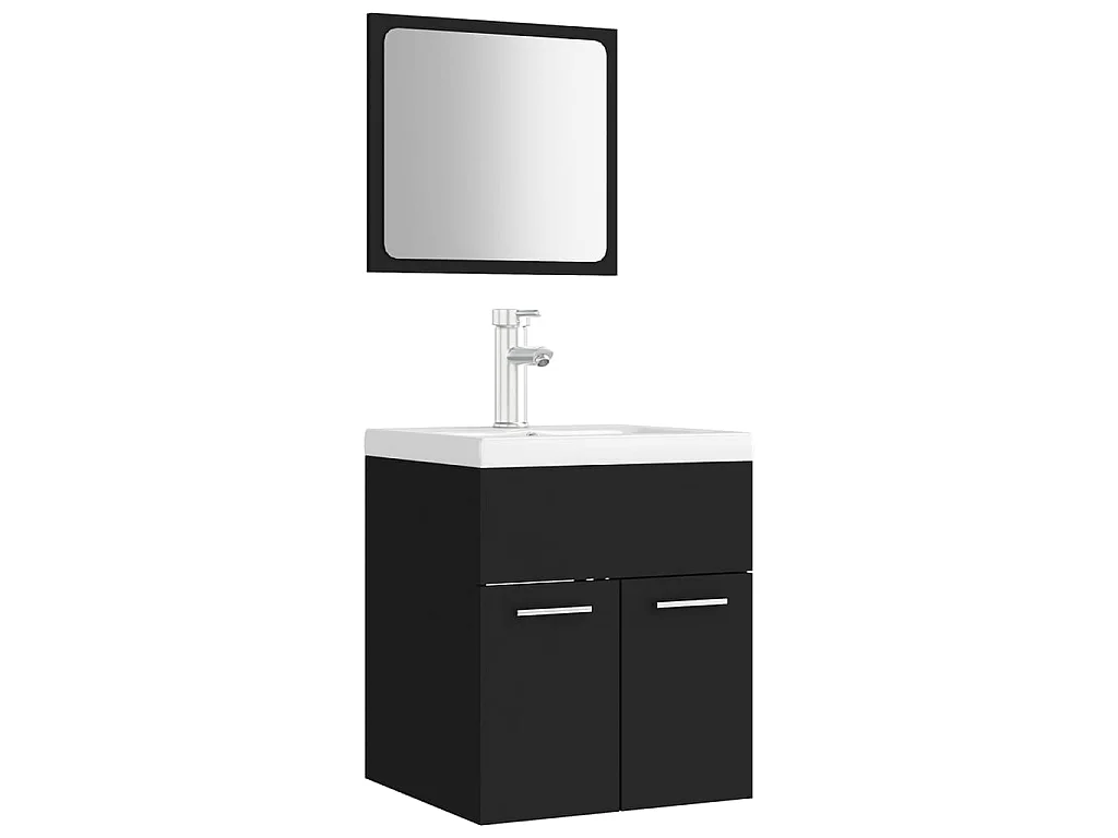 Ensemble de meubles de salle de bain Noir Aggloméré