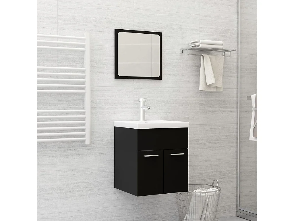 Ensemble de meubles de salle de bain Noir Aggloméré