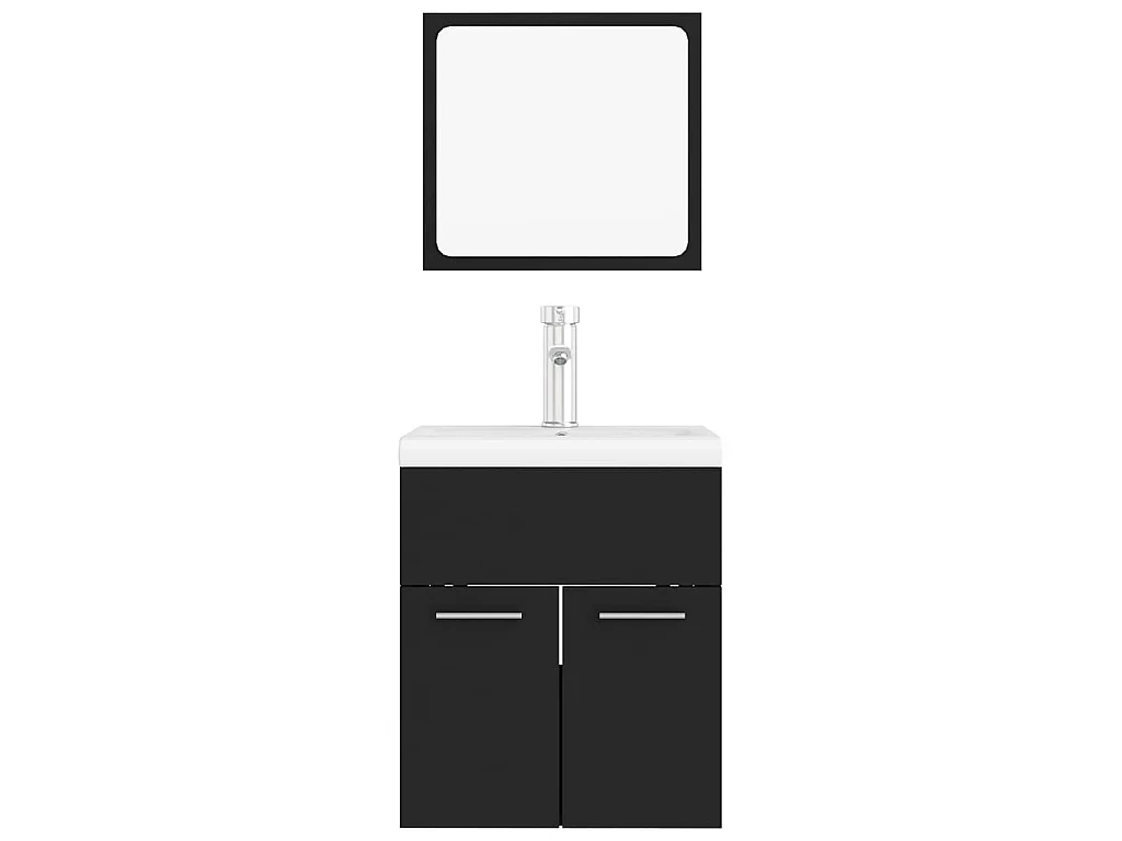 Set Mobili da Bagno Nero in Legno Multistrato