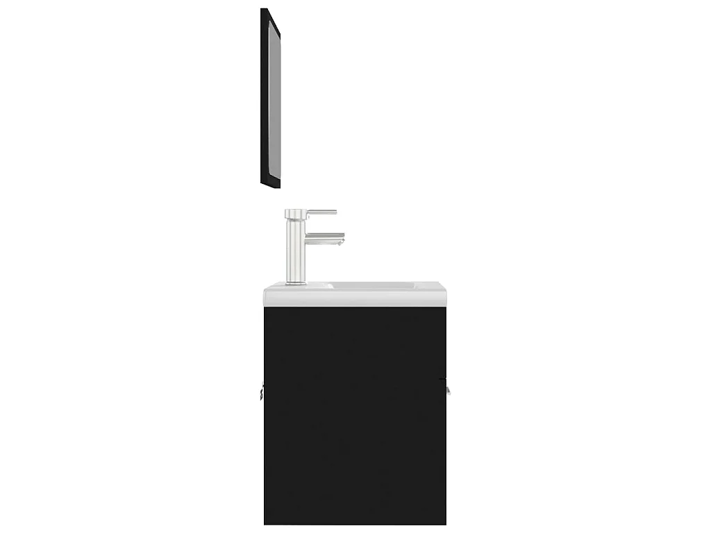 Set Mobili da Bagno Nero in Legno Multistrato