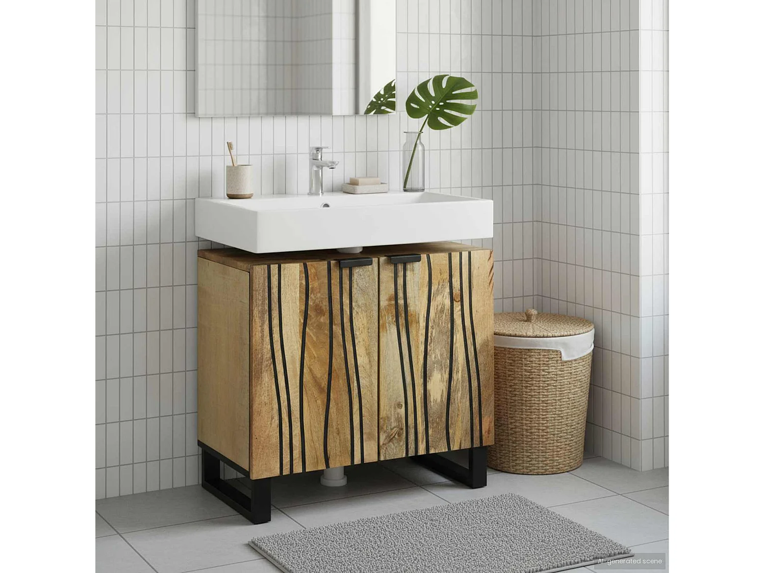 Meuble de Lavabo de Salle de Bain Marron 62 x 33 x 58 cm