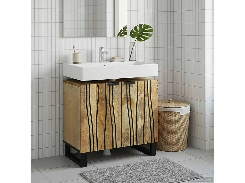 Armadio per Lavabo da Bagno con porta Marrone 62 x 33 x 58 cm