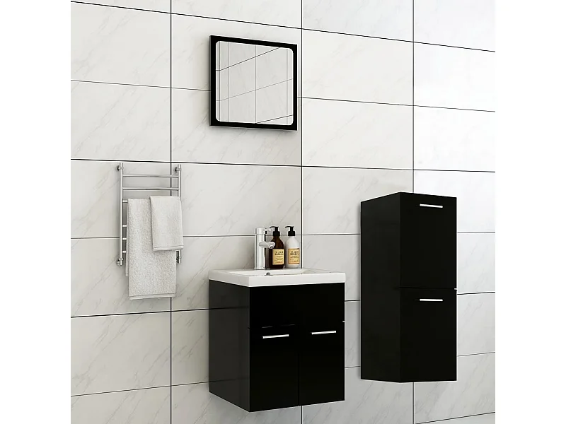 Conjunto de móveis de casa de banho contraplacado preto