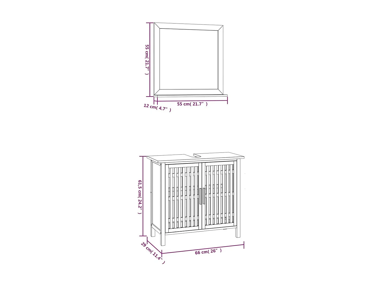 Ensemble de meubles de salle de bain 2 pcs Bois massif de noyer