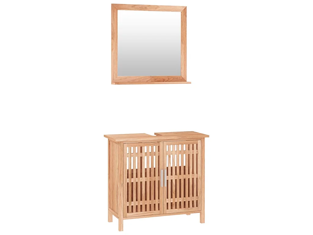 Set Mobili da Bagno 2pz in Legno Massello di Noce