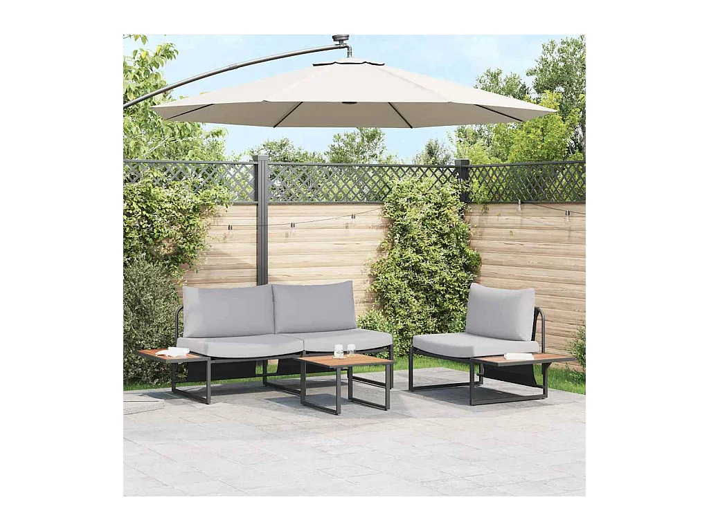 Ensemble de salle à manger pour jardin 3 pcs Gris clair Acier