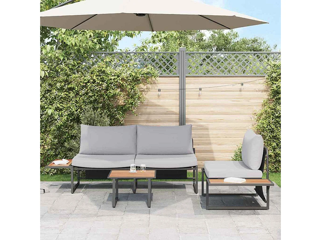 Ensemble de salle à manger pour jardin 3 pcs Gris clair Acier