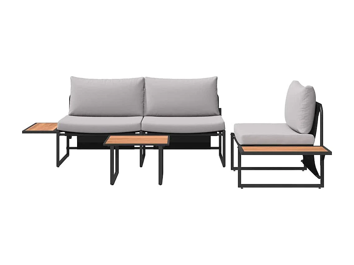 Ensemble de salle à manger pour jardin 3 pcs Gris clair Acier