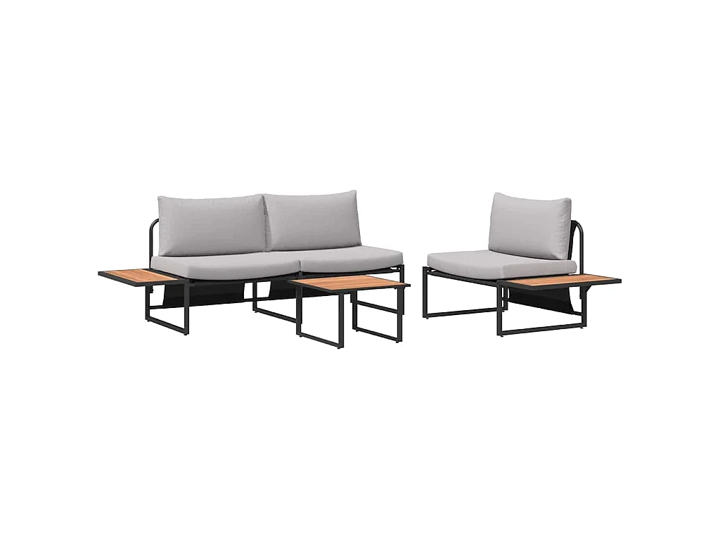 Conjunto de Jantar para Jardim 3 unid. Cinzento-claro Aço