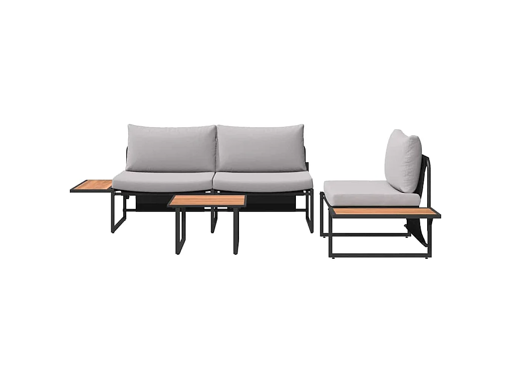 Conjunto de Jantar para Jardim 3 unid. Cinzento-claro Aço