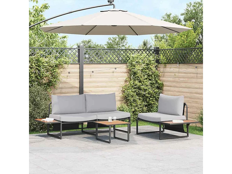 Ensemble de salle à manger pour jardin 3 pcs Gris clair Acier