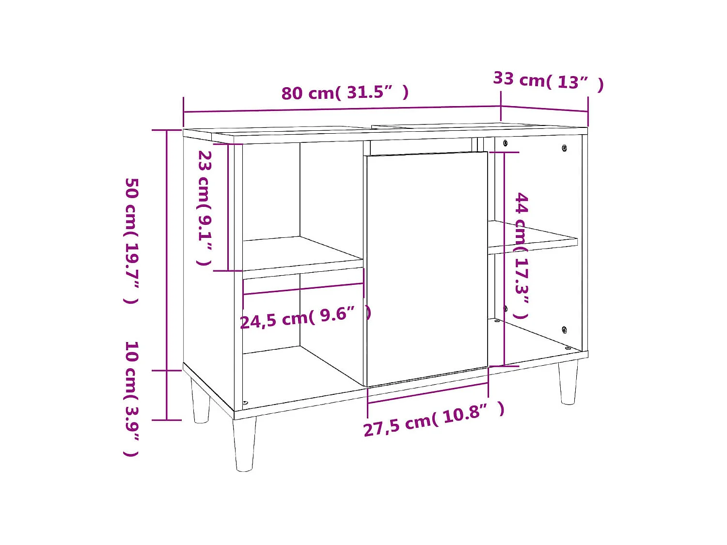 Ensemble de meubles de salle de bain 3 pcs Sonoma gris