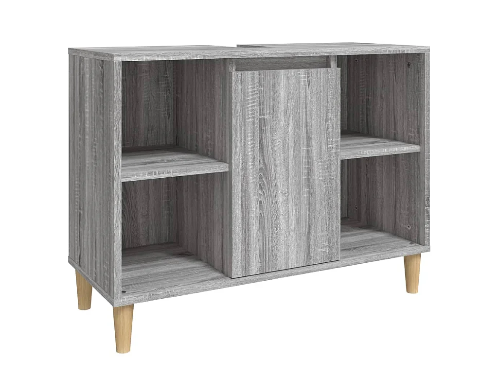 Set Mobili da Bagno 3 pz Grigio Sonoma in Legno Multistrato