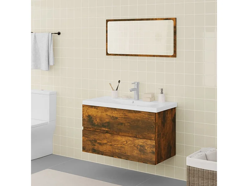 Meubles de salle de bain Chêne fumé Bois d'ingénierie
