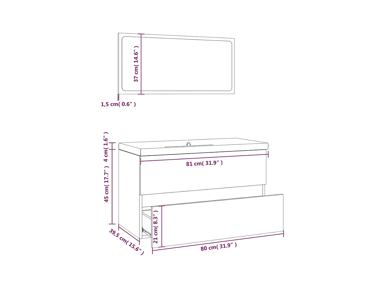 Badmöbel-Set Räuchereiche Holzwerkstoff
