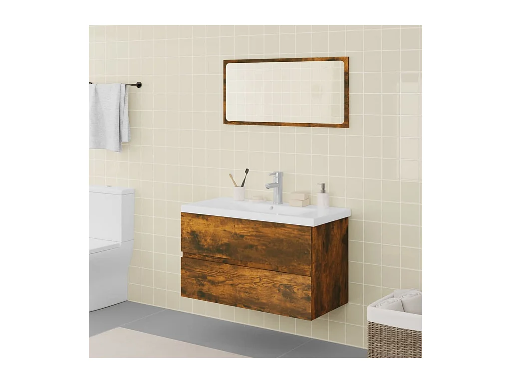 Meubles de salle de bain Chêne fumé Bois d'ingénierie