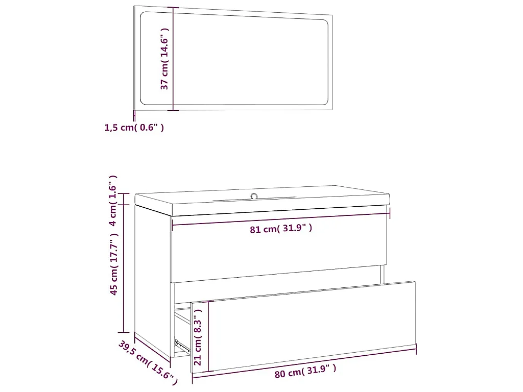 Badmöbel-Set Räuchereiche Holzwerkstoff