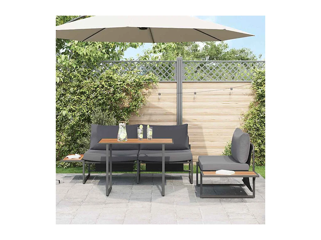 Ensemble de salle à manger pour jardin 3 pcs Anthracite Acier