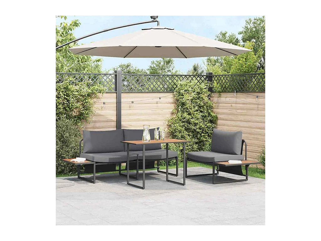Ensemble de salle à manger pour jardin 3 pcs Anthracite Acier