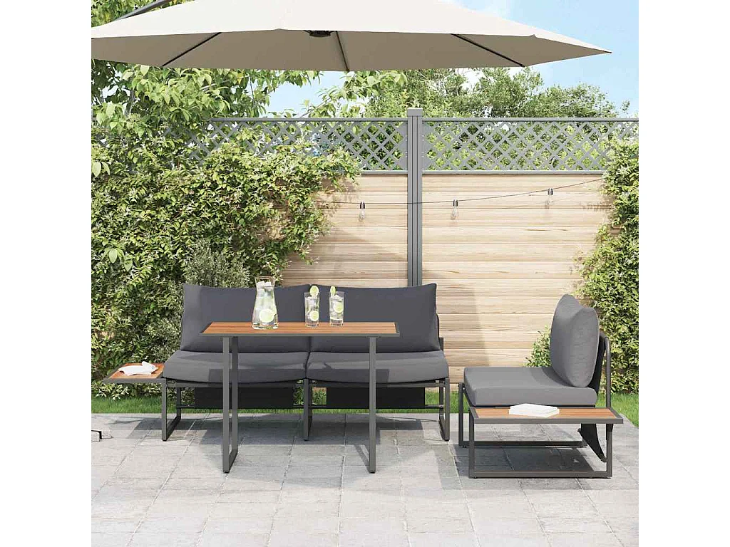 Ensemble de salle à manger pour jardin 3 pcs Anthracite Acier