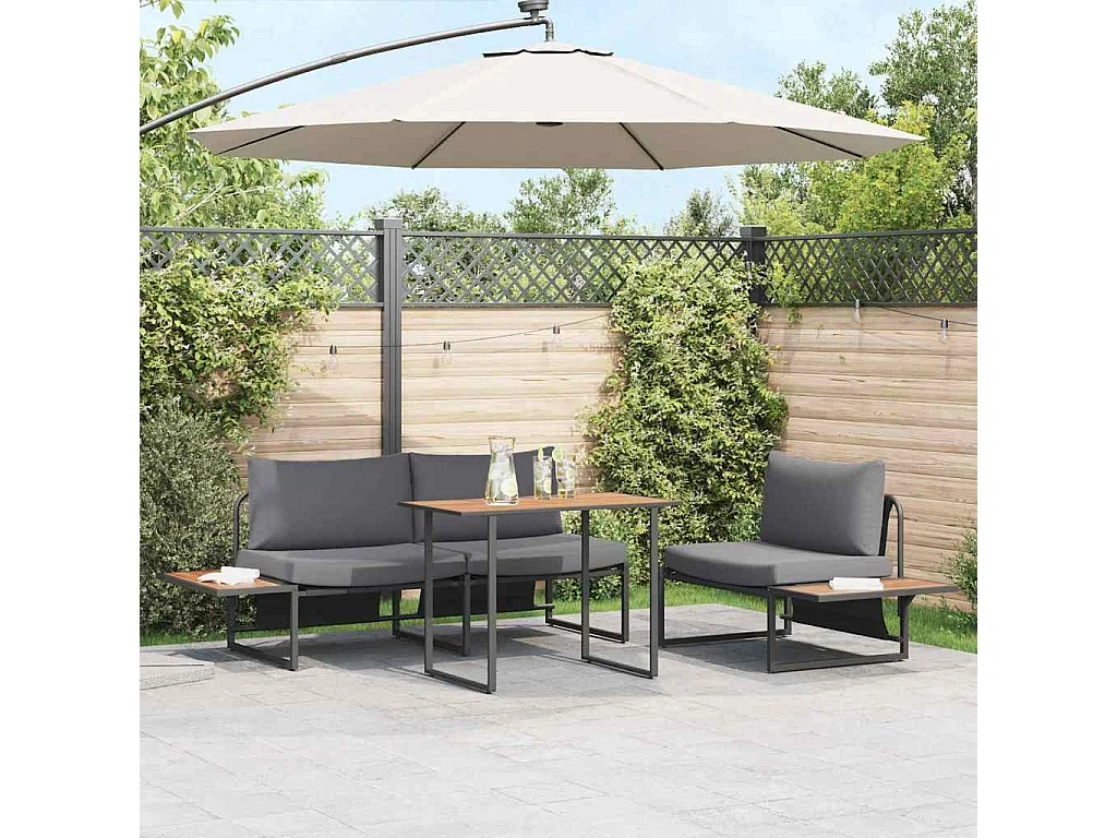 Tuin eettafelset 3 st Antraciet Staal