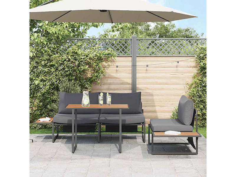 Ensemble de salle à manger pour jardin 3 pcs Anthracite Acier