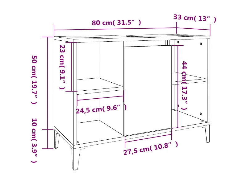 Set Mobili da Bagno 3 pz Grigio Sonoma in Legno Multistrato