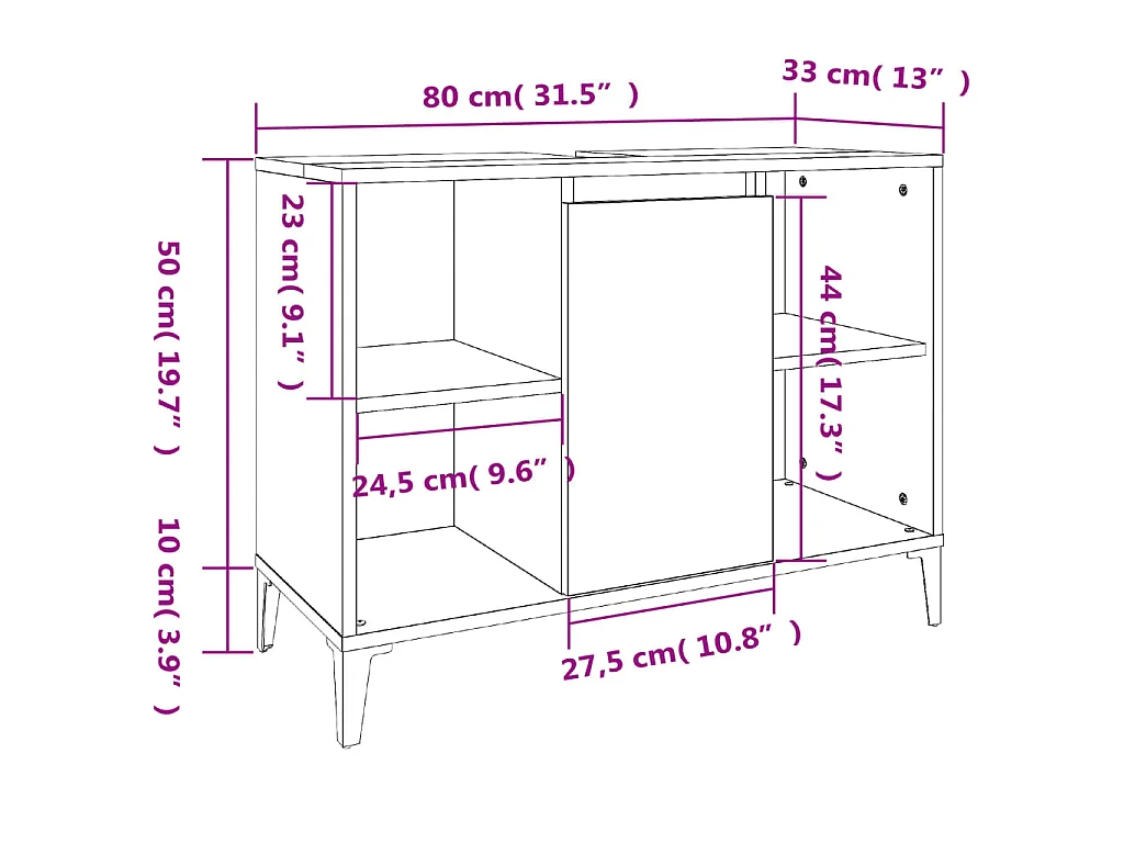 Ensemble de meubles de salle de bain 3 pcs Sonoma gris