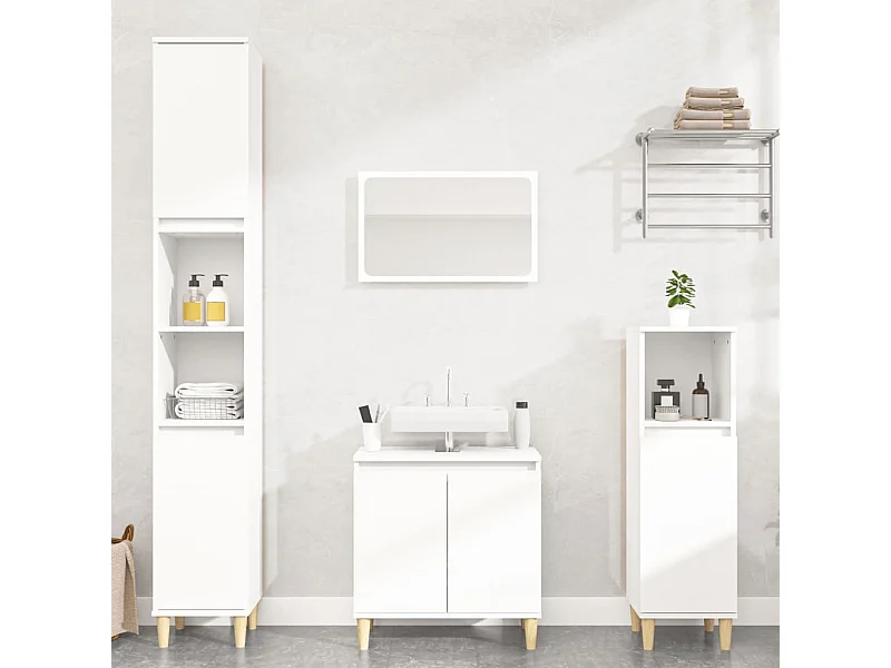 Ensemble de meubles salle de bain 3 pcs blanc bois d'ingénierie