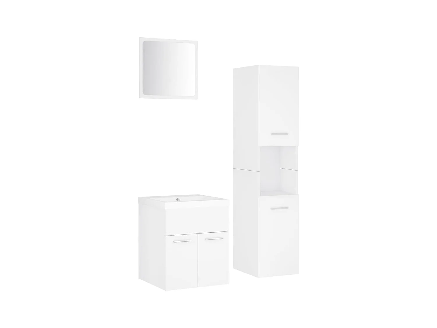 Set Mobili da Bagno Bianco in Legno Multistrato