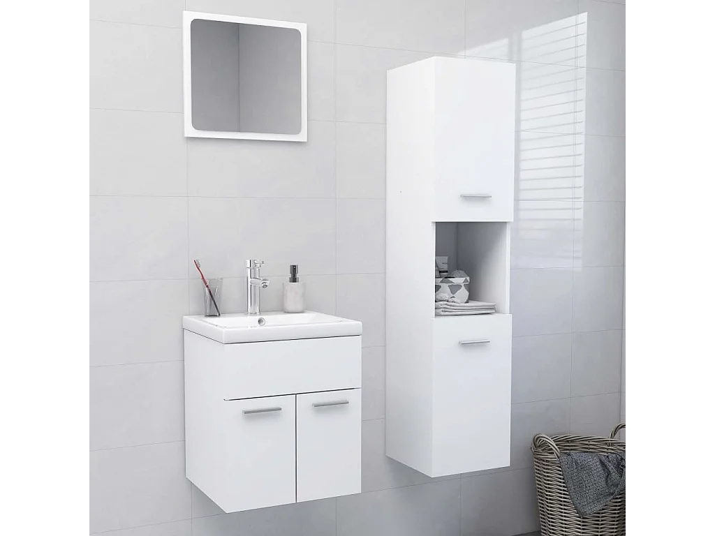 Ensemble de meubles de salle de bain Blanc Aggloméré