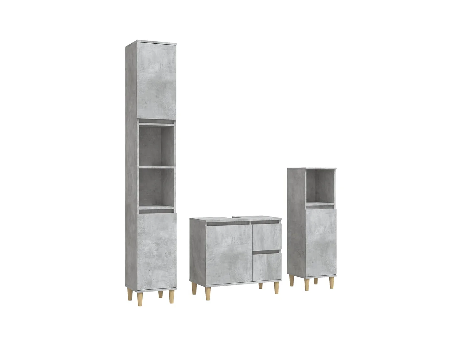 Ensemble d'armoires de salle de bain 3 pcs gris béton