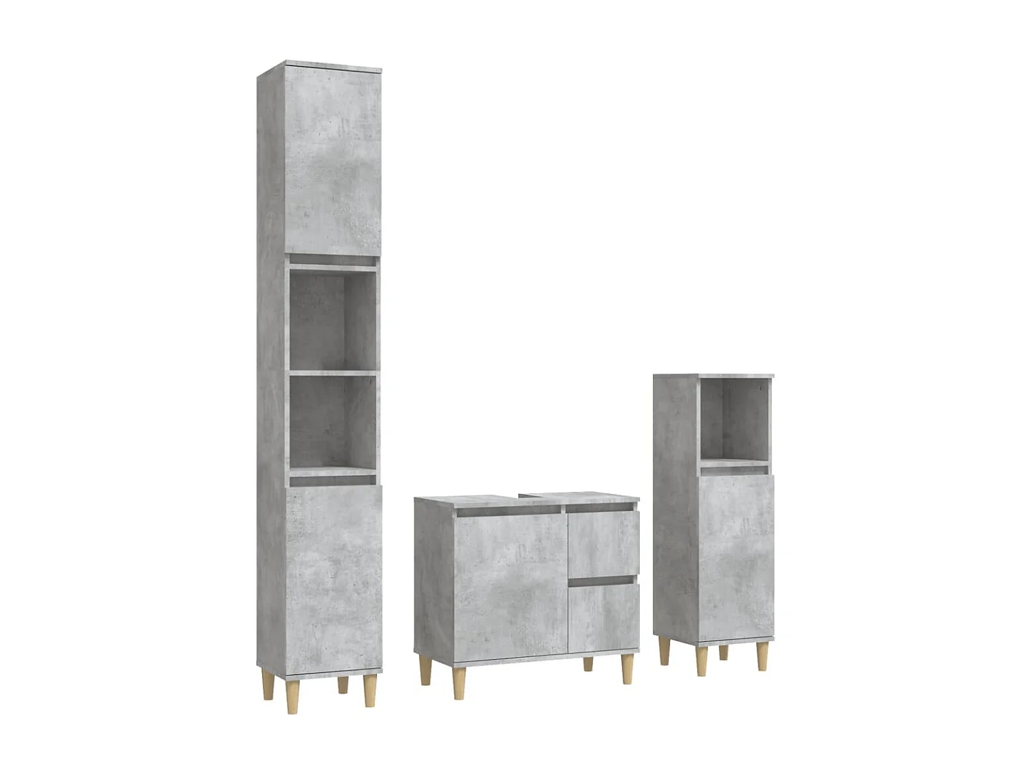 Ensemble d'armoires de salle de bain 3 pcs gris béton