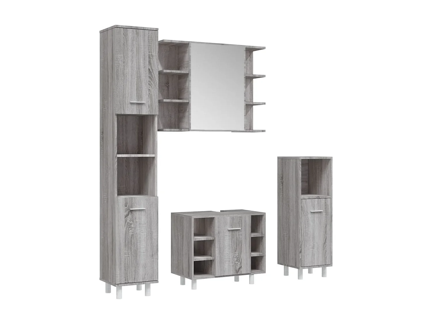 Ensemble d'armoires de salle de bain 4 pcs sonoma gris