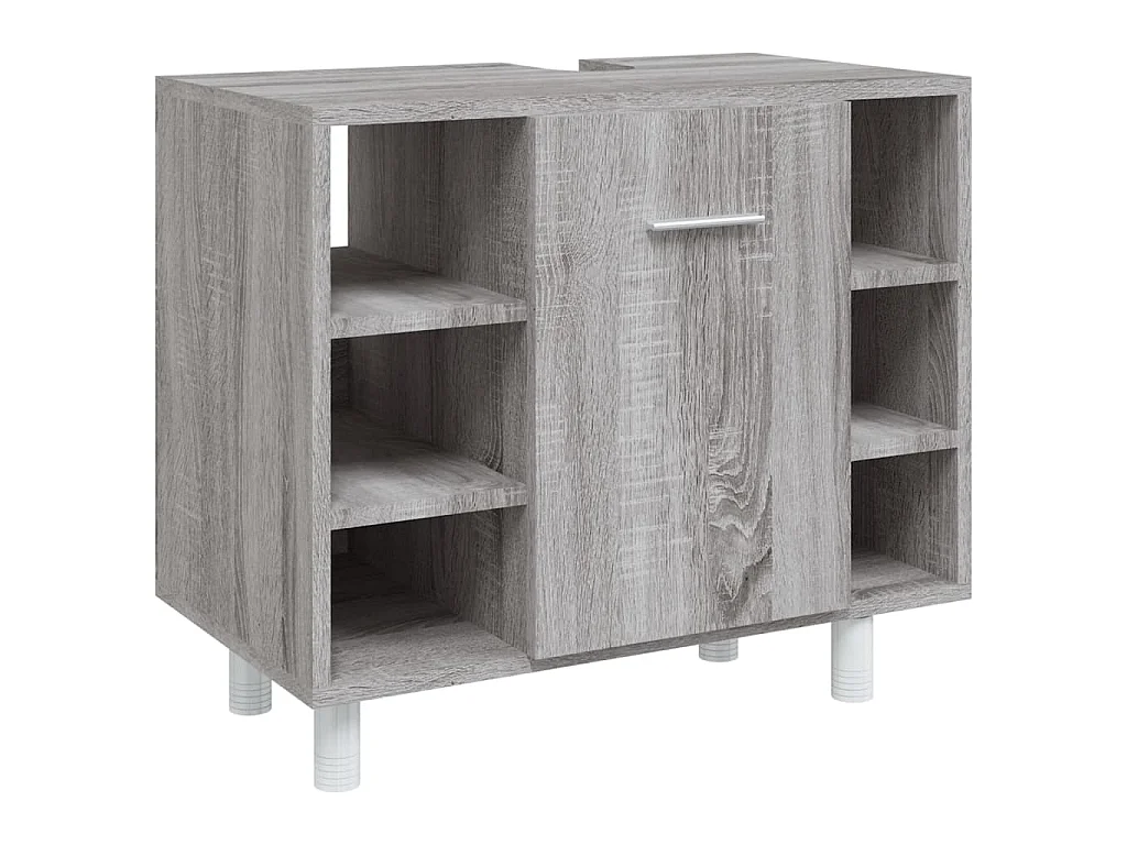 Set de armario de baño 4 pzas madera contrachapada gris sonoma