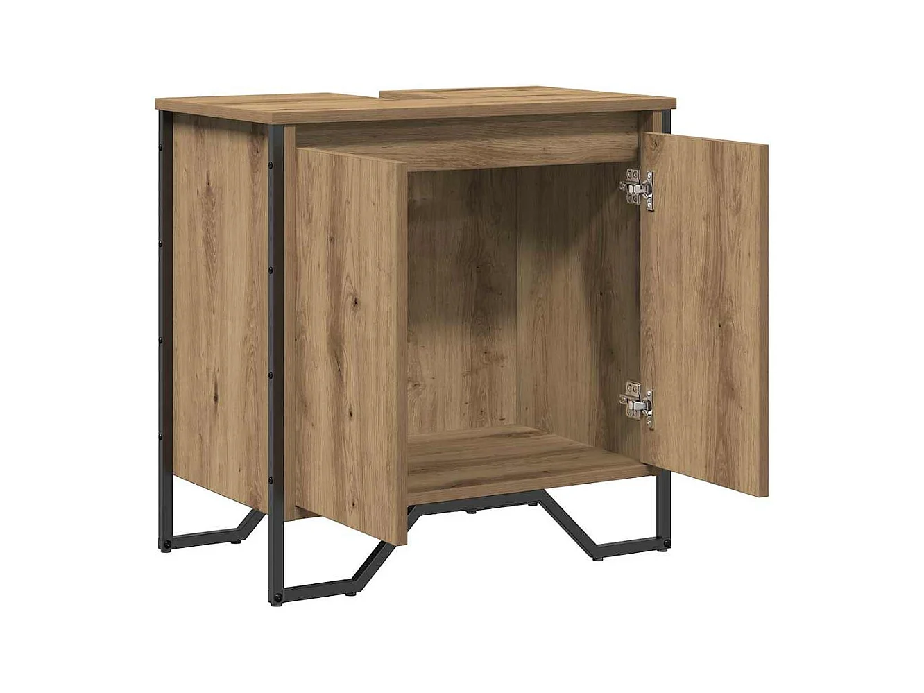 Meuble de Lavabo de Salle de Bain avec stockage Chêne artisanal