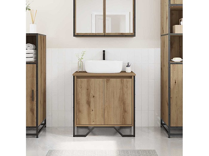 vidaXL Printerstand Artisan Eiken 41 x 28 x 33.5 cm Bewerkt hout