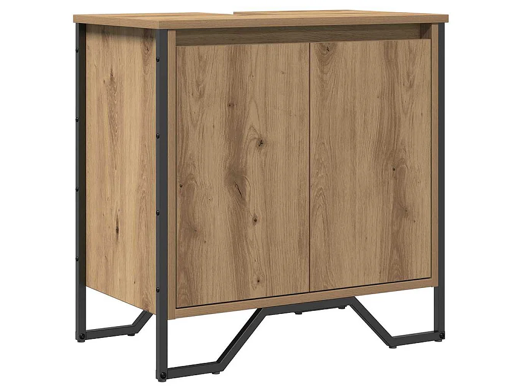 Gabinete de Lavabo para Baño Roble artesanal 60 x 35 x 60 cm